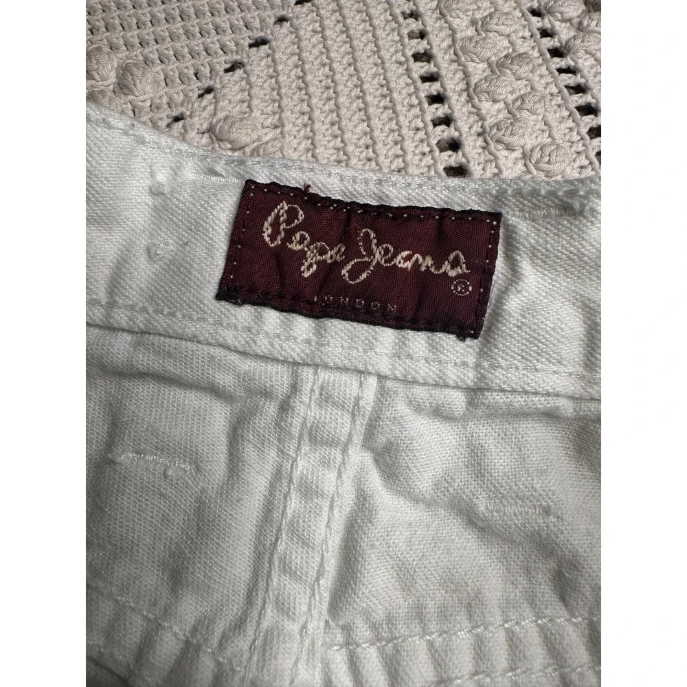 Big Pepe Jeans London White Denim Shorts High Waisted Cotton PJL8-2209 Womens 28